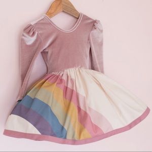 Pleiades designs Dusty Rose velvet rainbow dress